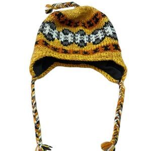 Kyber Wool colorful beanie made in Nepal fleece lined with earflaps